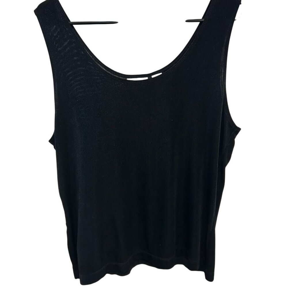 Chicos Black Sleeveless Acetate Blend Scoop Neck Tank Top Size 3 Versatile
